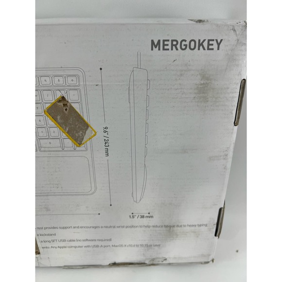 Macally Ergonomic Keyboard with Palm Rest New White for MAC MergoKey Wired - Picture 3 of 4